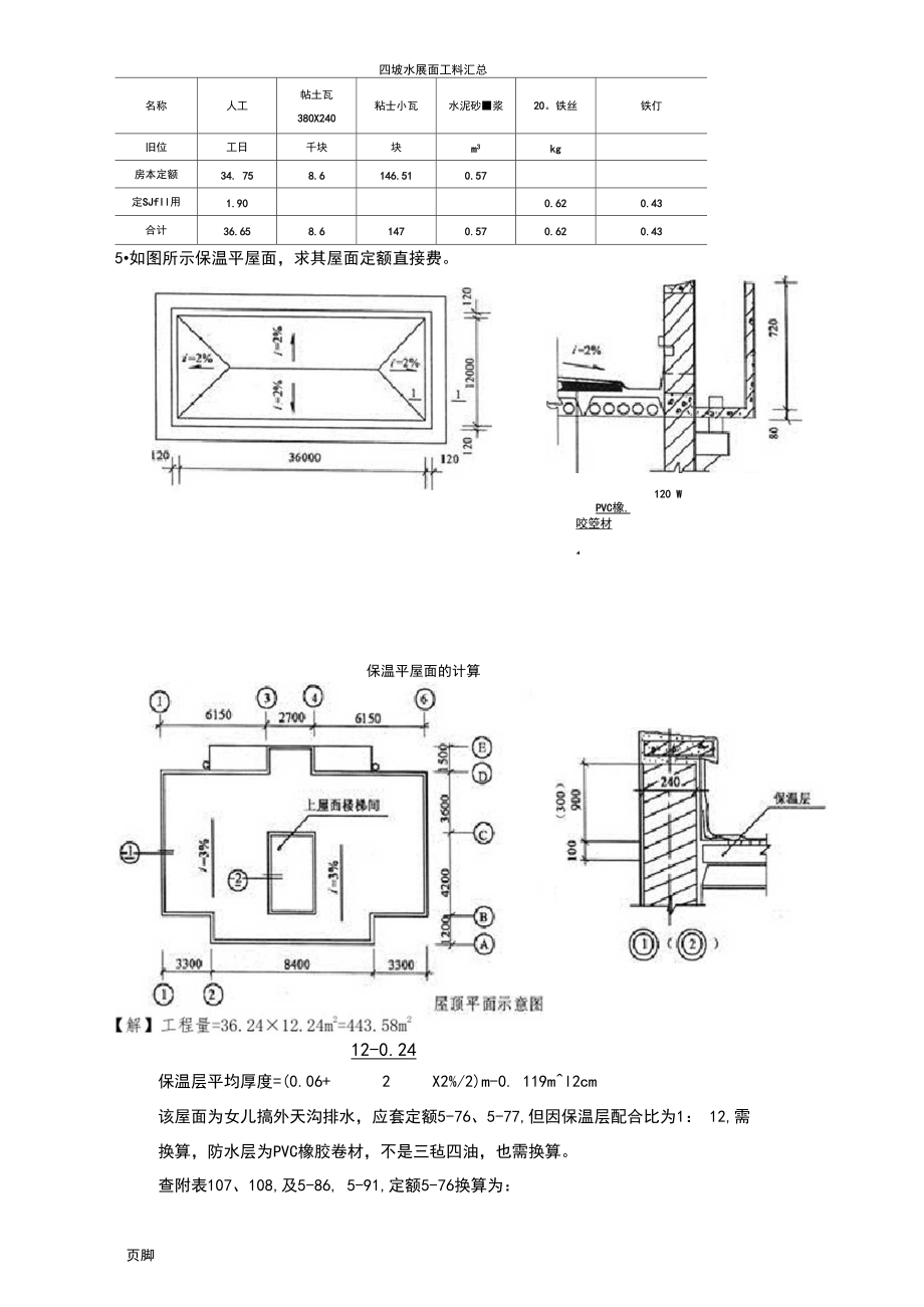 屋面工程量計算實例